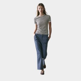 Massimo Dutti waxed flared cropped nadrág